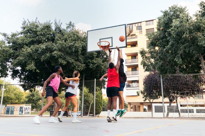 Friends Enjoying Basketball Together