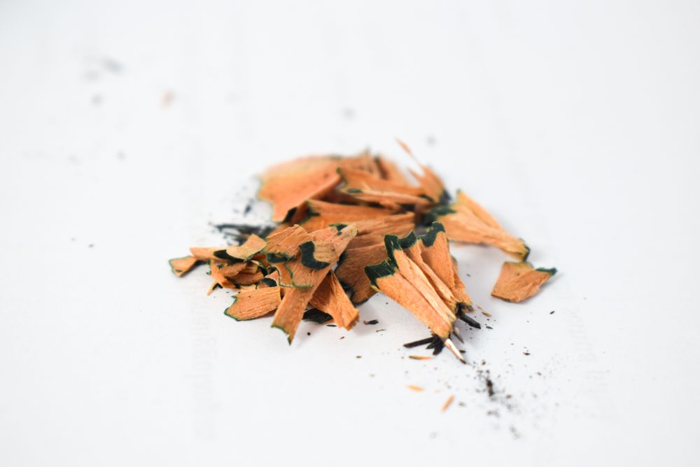 Shavings from sharpened pencil with copy space