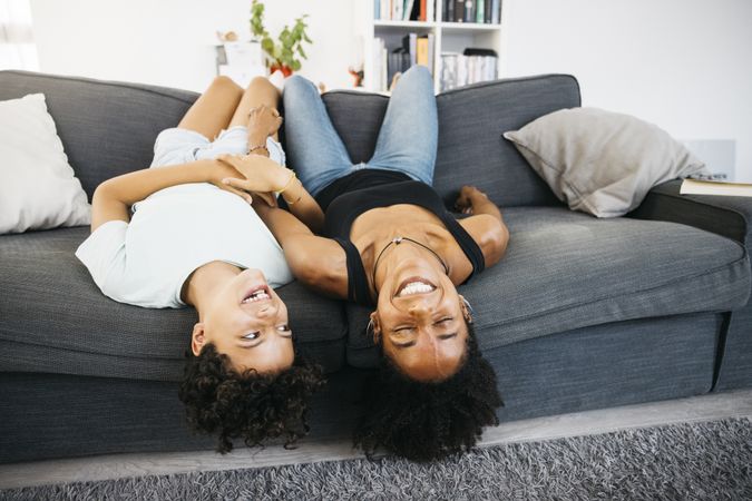 Mother and daughter playing together