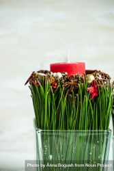 Close up of Christmas candles and spice decor in vase 5nwWl4