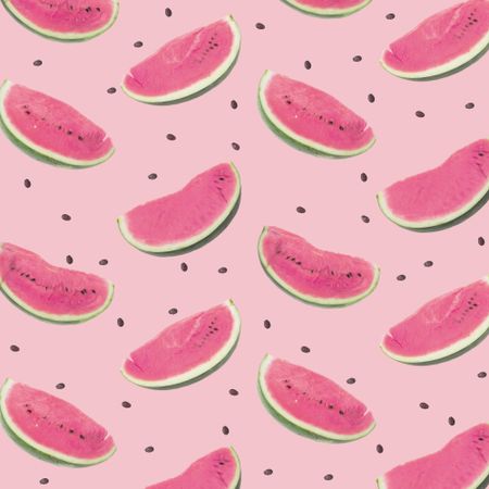 Watermelon slices in pattern on pink seed
