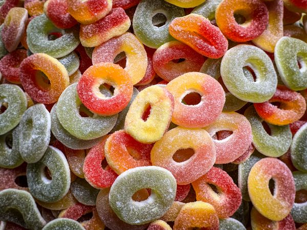 Sugar coated gummy loops
