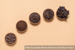 Chocolate ingredients in bowls top view 48lPR4