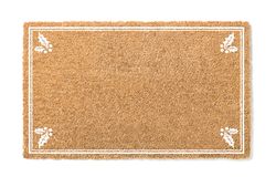 Blank Holiday Welcome Mat With Holly Isolated on Background