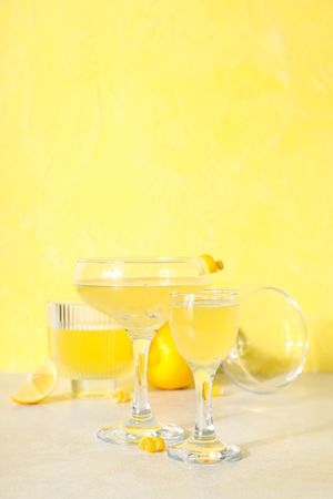 Concept of fresh summer drink - Limoncello cocktail