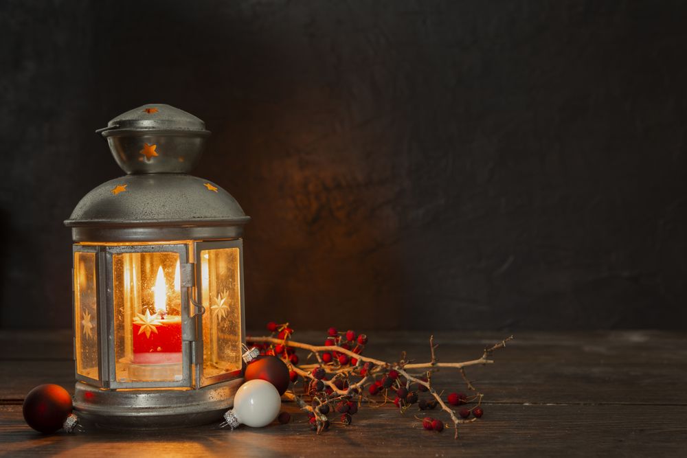 Old lamp with twigs