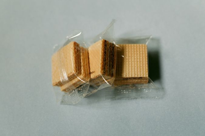 Small packages of wafer biscuits