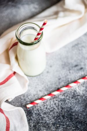 Bottle of milk on kitchen counter