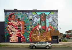 Mural of two women in traditional dress Buffalo, New York 41YJN4