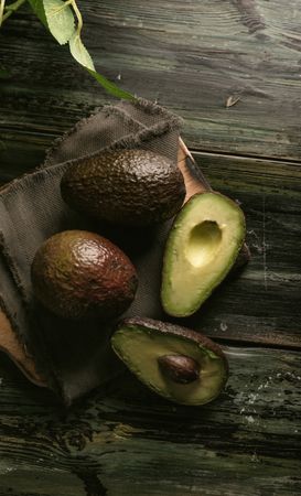 Set of freshly cut fresh avocados