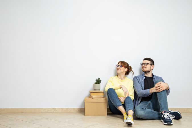 Concept of move with a happy young couple