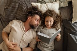 Dad and daughter at home