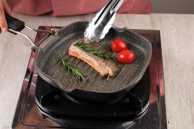 Salmon in pan