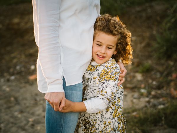Mother with her daughter at beach