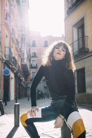 Young pretty woman posing in Madrid streets