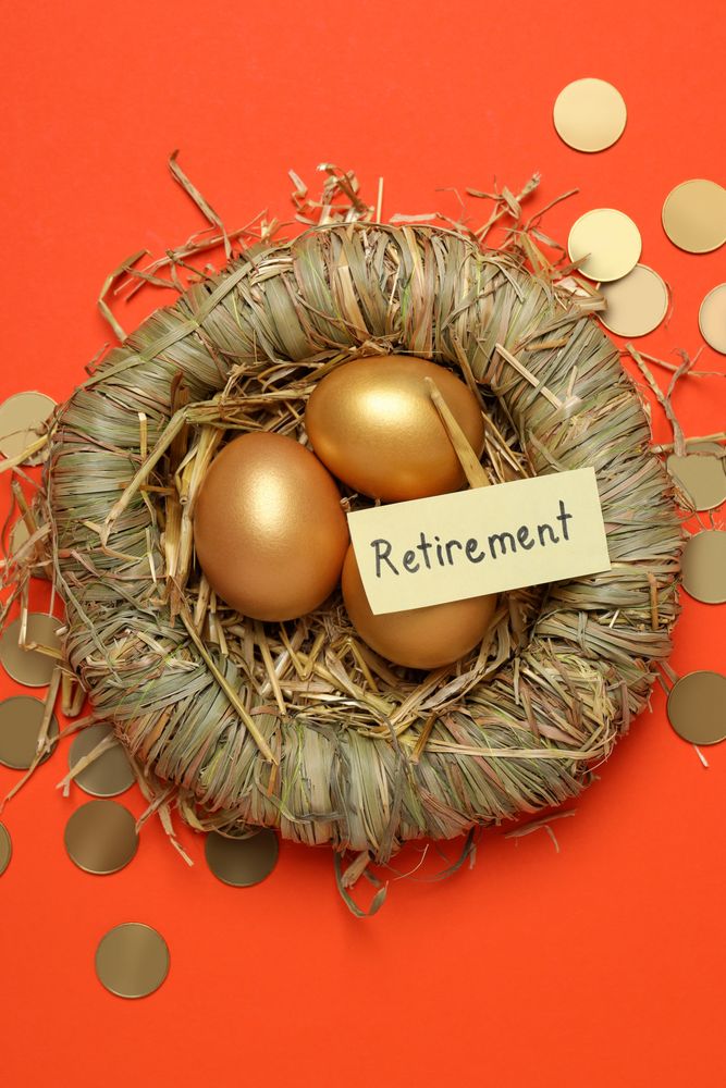 Concept of wealth and retirement - golden eggs