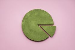 Single cut into matcha cheesecake