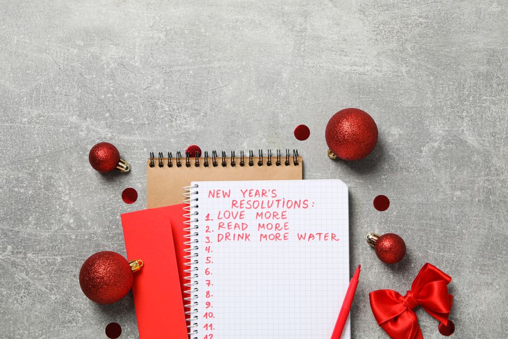 Concept of New Year Resolutions list, new year goals, space for text