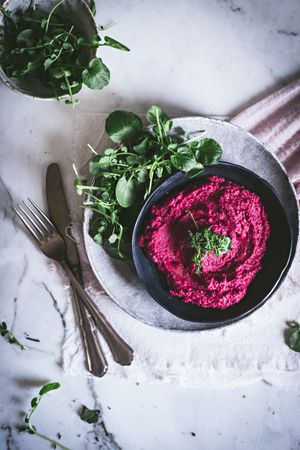 Hummus on plate