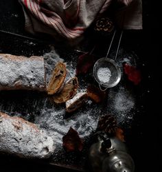 Cut Stollen with powdered sugar