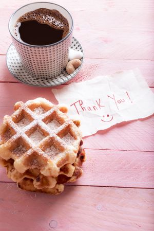 Thank you note and waffles