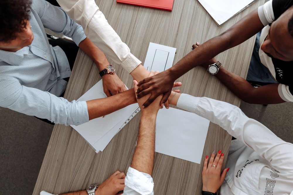 Top view of business team making a deal