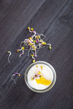 Mousse of goat cheese caramelized onion and extra virgin olive oil caviar