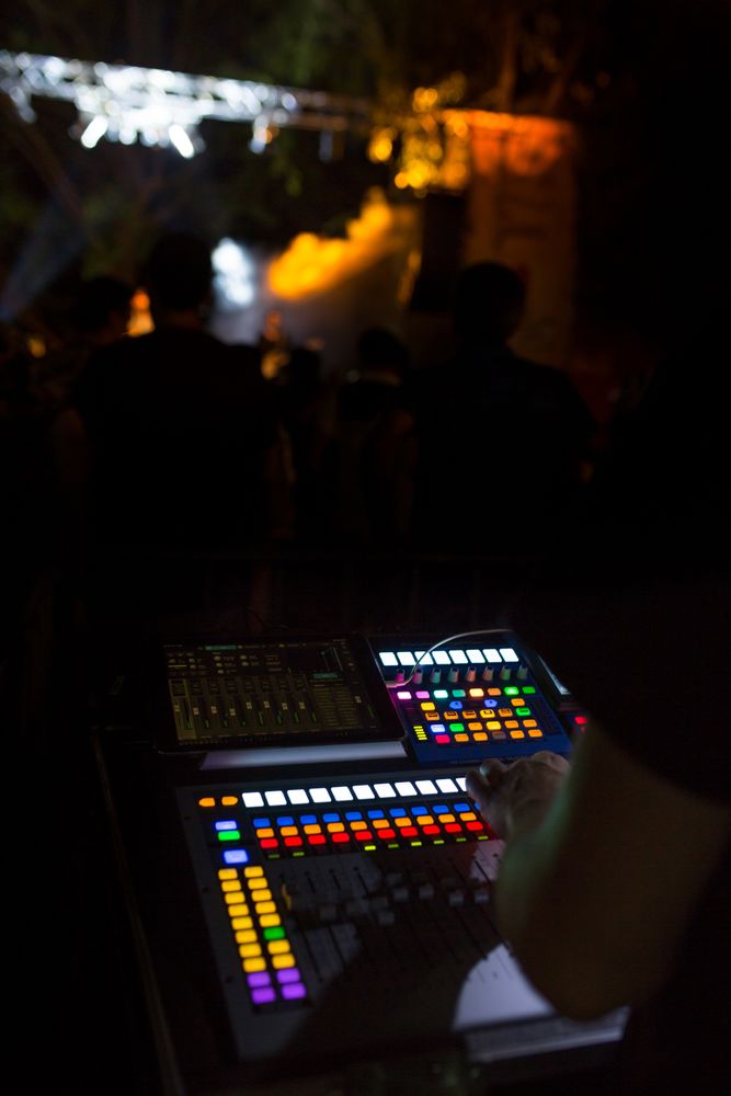 Sound mixer during a night concert