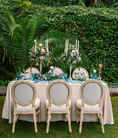 Wedding set up in tropical garden