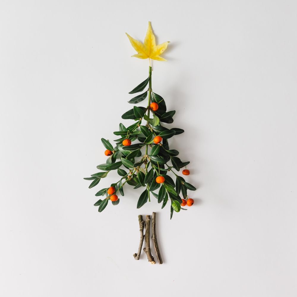 Christmas tree made of leaves and berries
