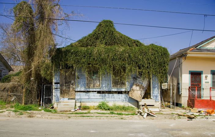 Damaged house after 2005 Hurricane Katrina, New Orleans, Louisiana