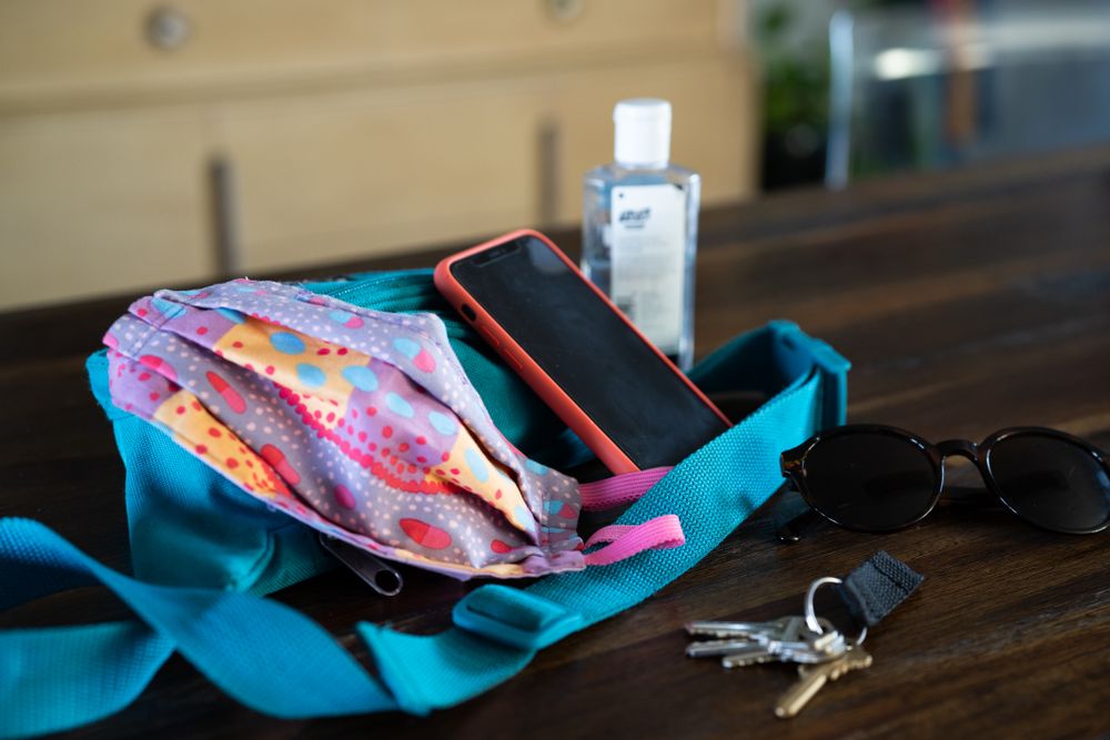 Items from purse lying on table