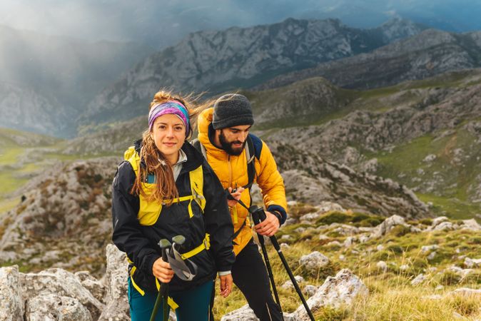 people trekking in the mountains