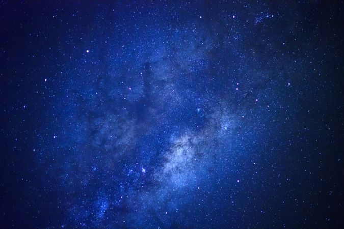 The center of Milky Way Galaxy, Long exposure photograph, with grain