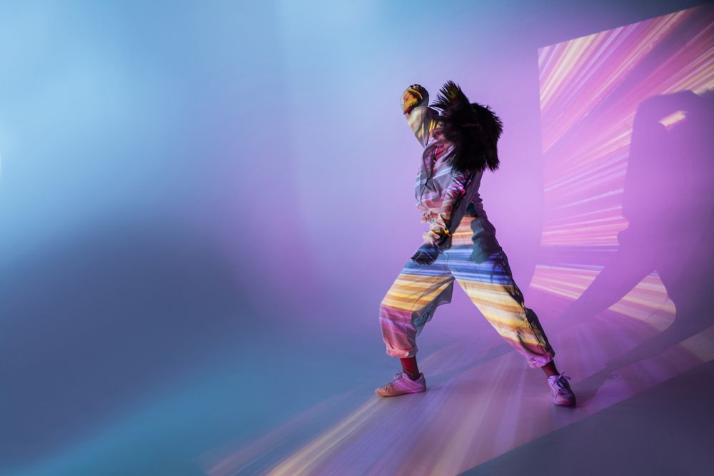 Female dancer under bright light