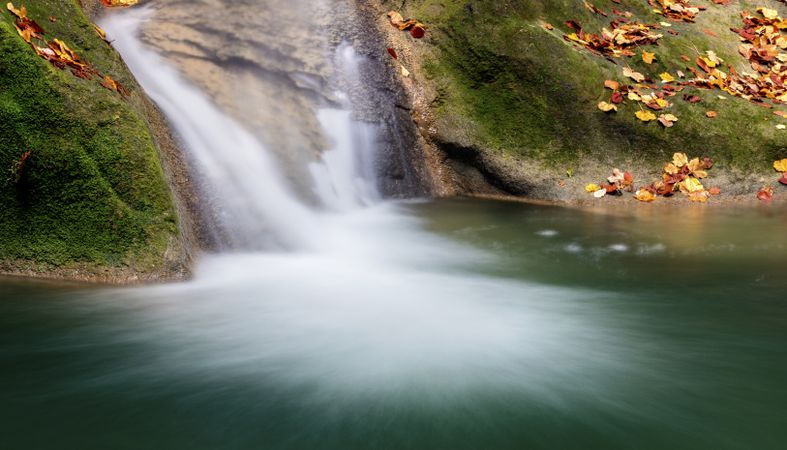 Amazing waterfalls of aquifer with bright vegetation