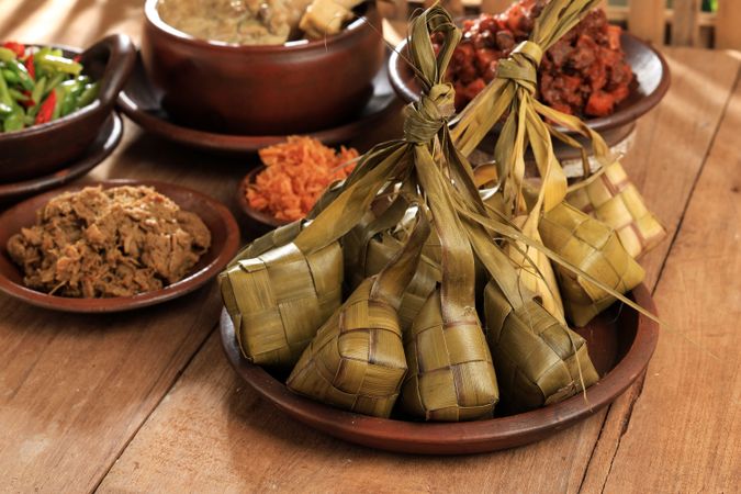 Ketupat Lebaran with various Side Dish Menu