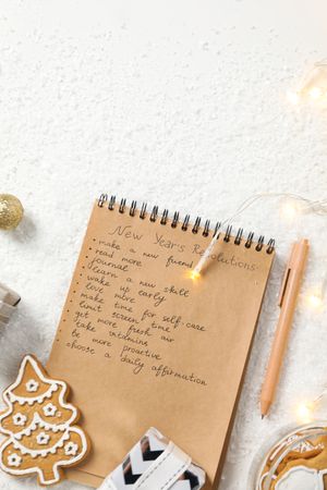 Concept of New Year Resolutions list, new year goals, space for text
