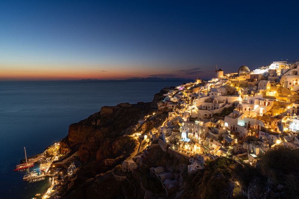 Santorini Island at night