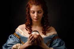 Baroque woman with glass ball