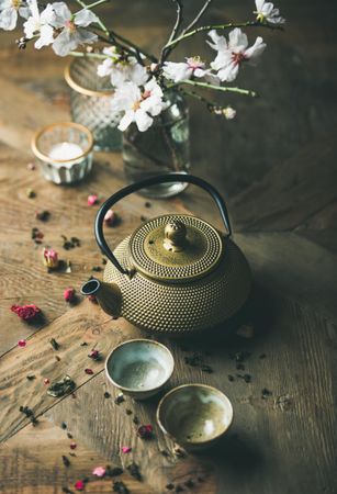 Traditional Asian tea ceremony arrangement