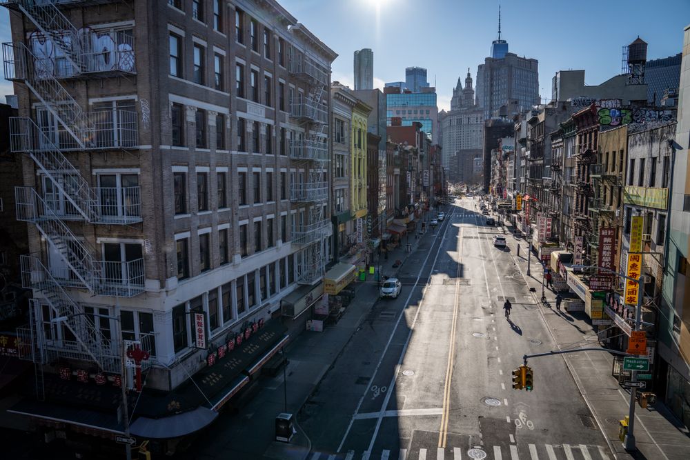 Road between building in Chinatown in NYC