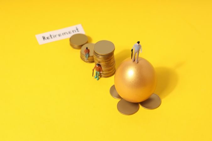 Concept of wealth and retirement - golden eggs