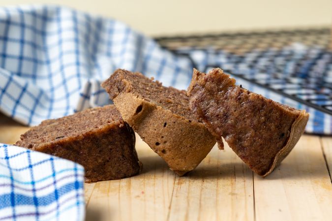 Slices of banana chocolate cake