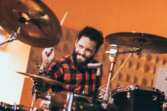 Musician playing drum