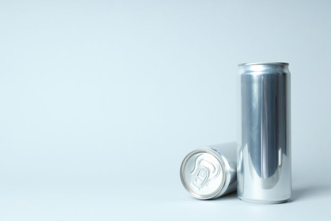 Concept of drink, blank cans, space for text