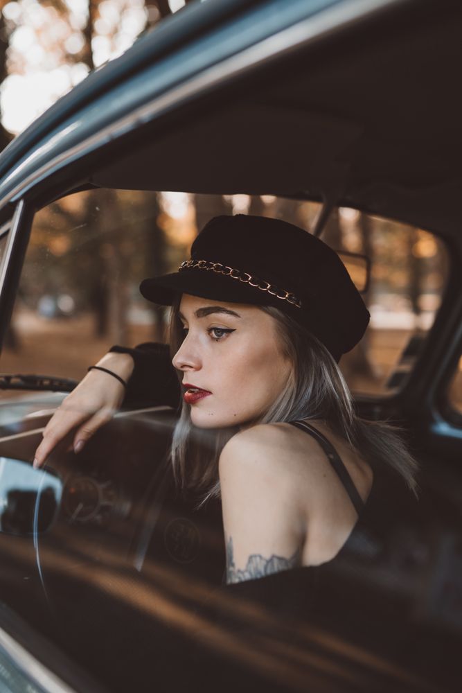 Woman driving a car