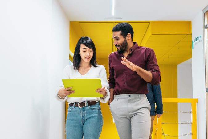 Multiracial colleagues working in a coworking