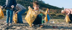 Volunteers cleaning the beach