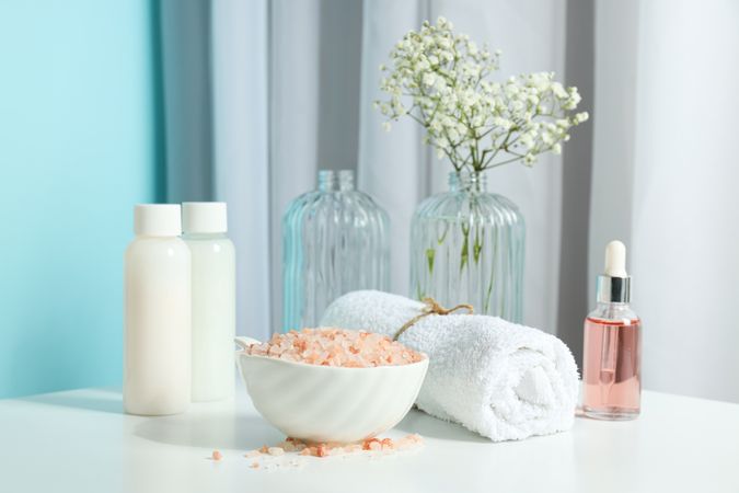 Sea salt, concept of spa and self care